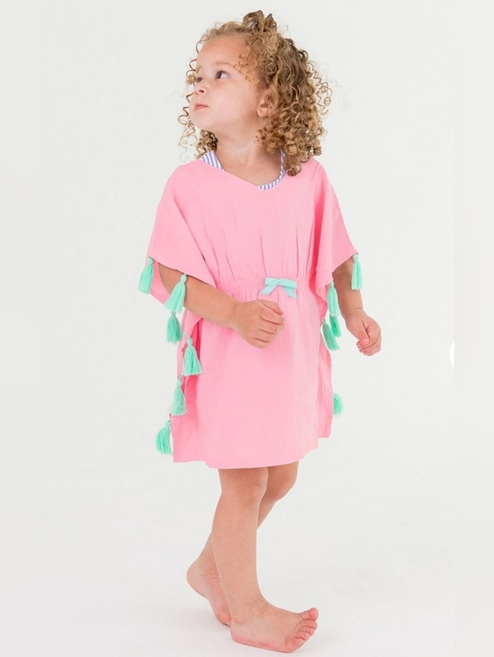 RuffleButts Pink Tassel Kaftan Cover-Up Size 2-3T